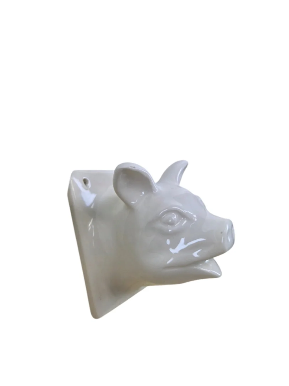 Vintage Mid Century Ceramic Pig Wall Mount Apron Towel Holder Farmhouse Kitsch